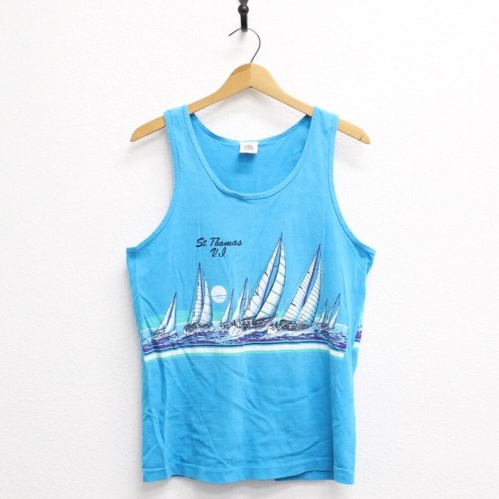 Vintage St Thomas Sailboats Tank Top Medium